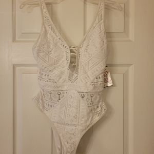 Becca one piece white swim suit